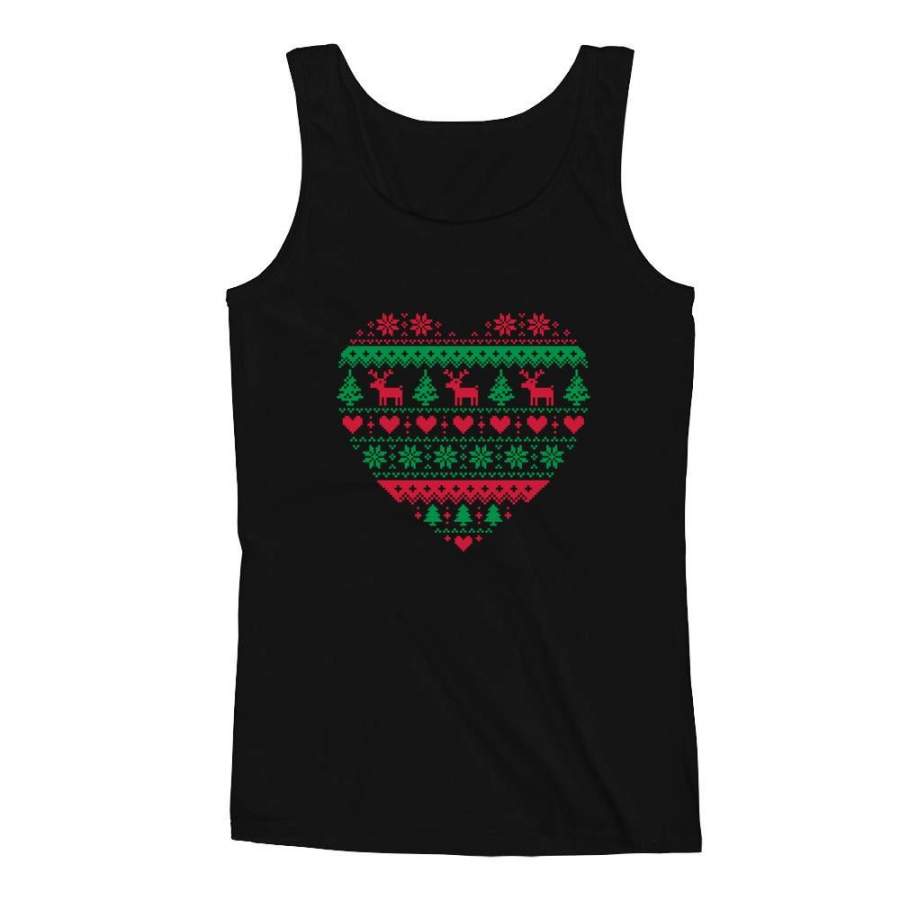 Xmas Party – Heart Shaped Ugly Christmas Sweater Men’s Tank Top