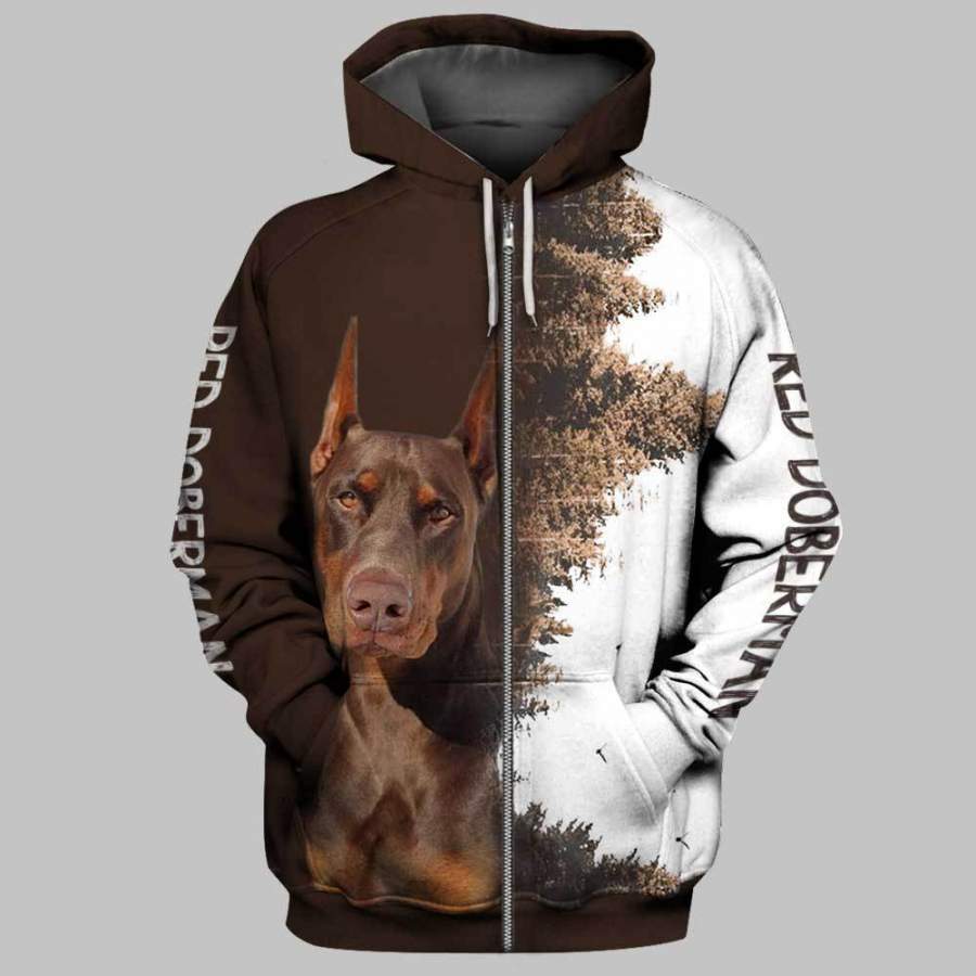 RED DOBERMAN Forest 3D Full Printing Zip Hoodie and Unisex Tee