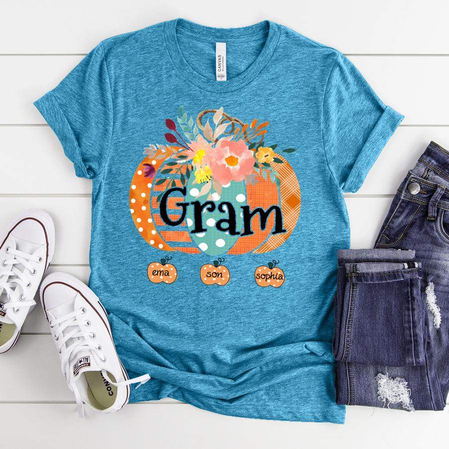 Personalized Gram Pumpkin Kids Names Fall Shirt