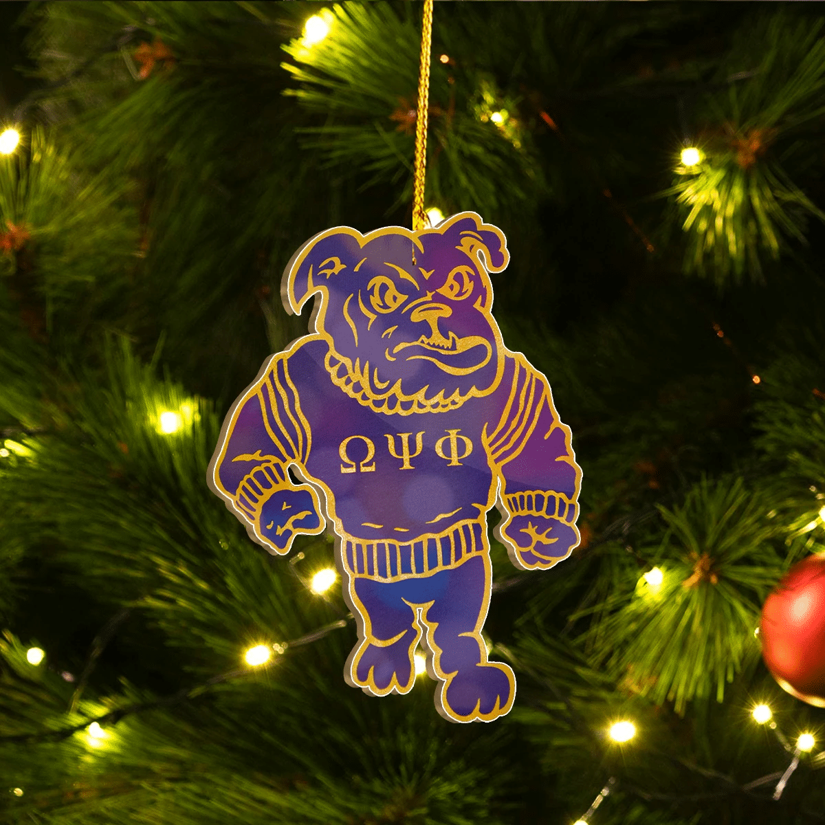 Getteestore Ornament – Omega Psi Phi Bulldog 1 Custom Shape Ornament A31