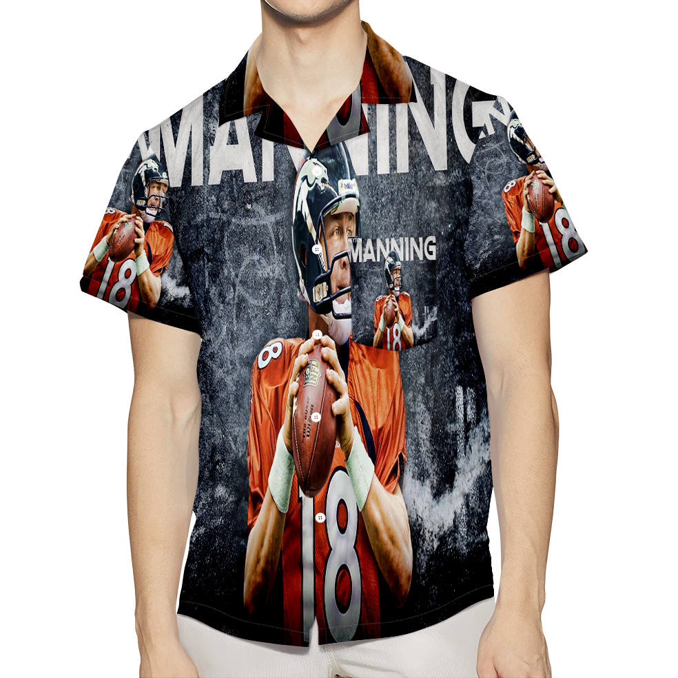 Denver Broncos 18 Peyton Manning V47 3D All Over Print Summer Beach Hawaiian Shirt With Pocket