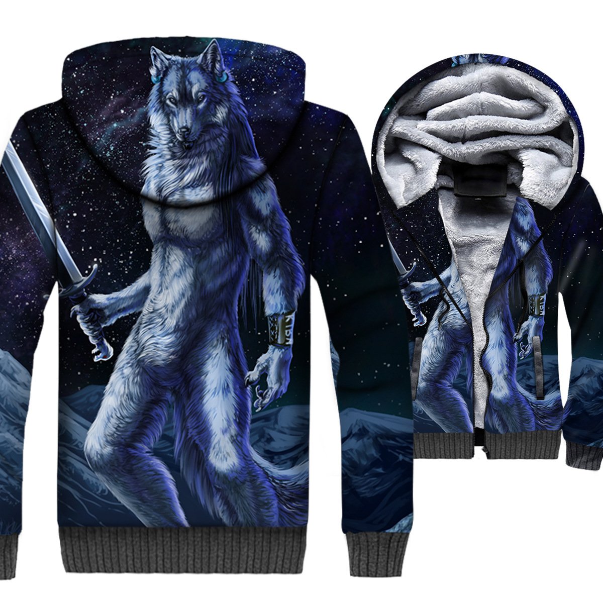 Animal Jackets – Animal Series Wolf Warrior Super Cool 3D Fleece Jacket