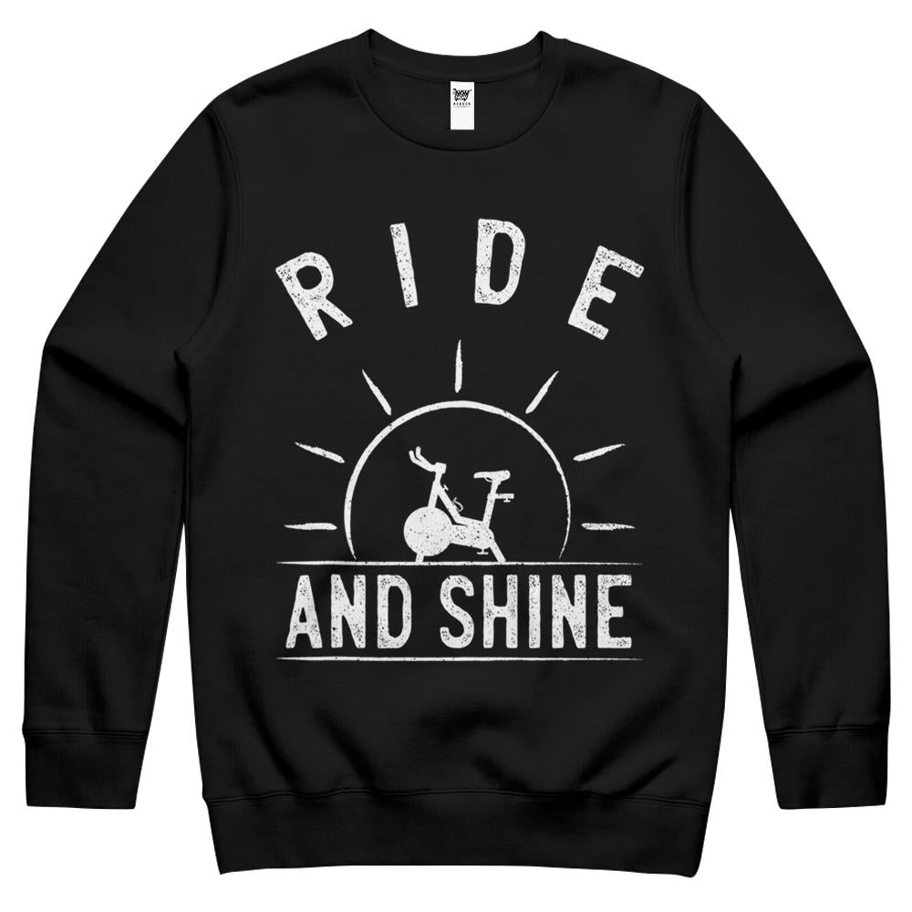 Ride And Shine Funny Indoor Spinning Spin Class Workout Gym Crewneck Sweatshirt