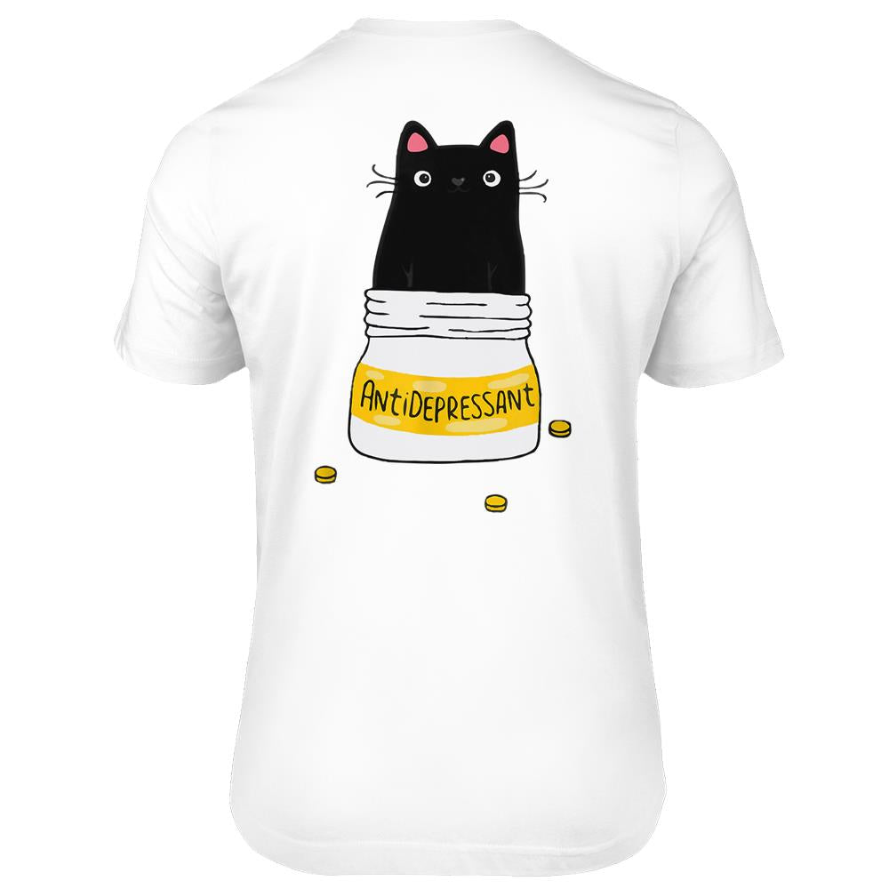 Cute Cat Kitten Antidepressant Retro Forensics Theme T Shirts Print On Back