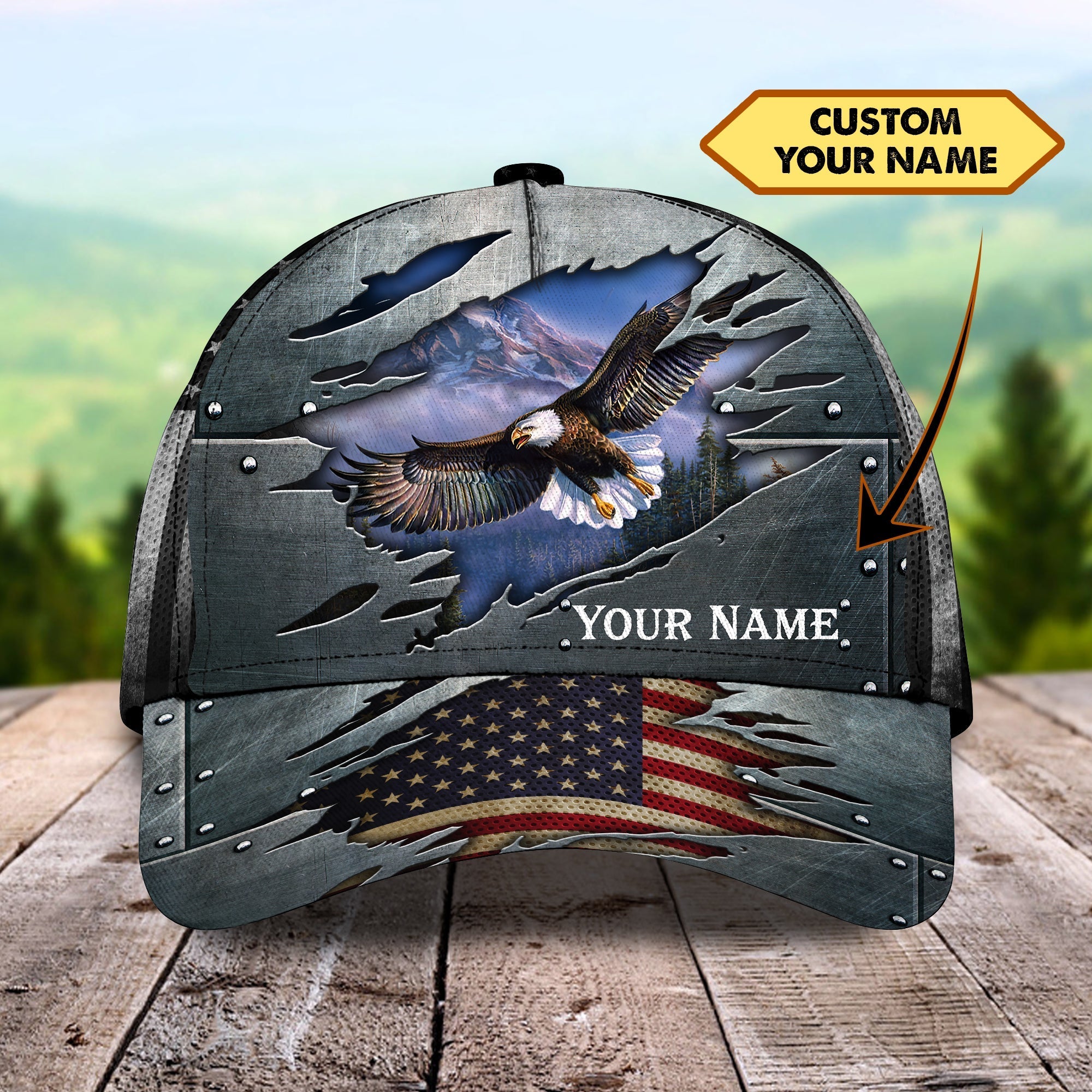 Custom Name Eagle Us Flag Baseball Classic Cap Hat, Eagle Cap Hat For Men And Women, Independence Cap