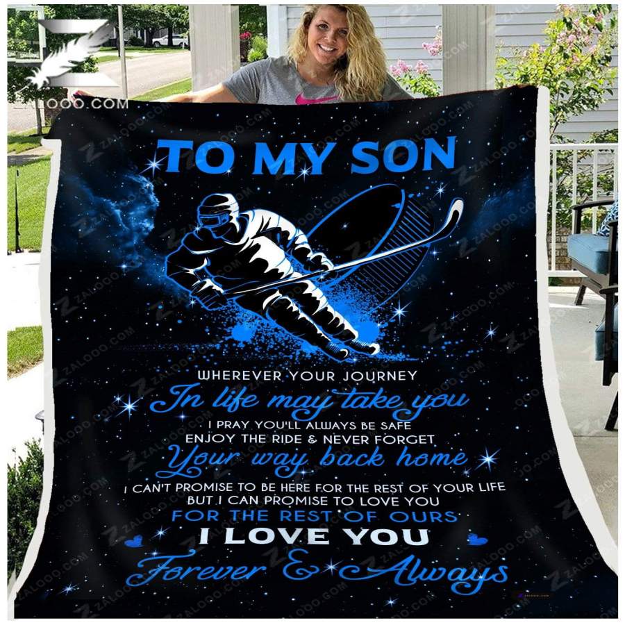 Zalooo – Custom Fleece Blanket – HOCKEY – To my Son – Journey