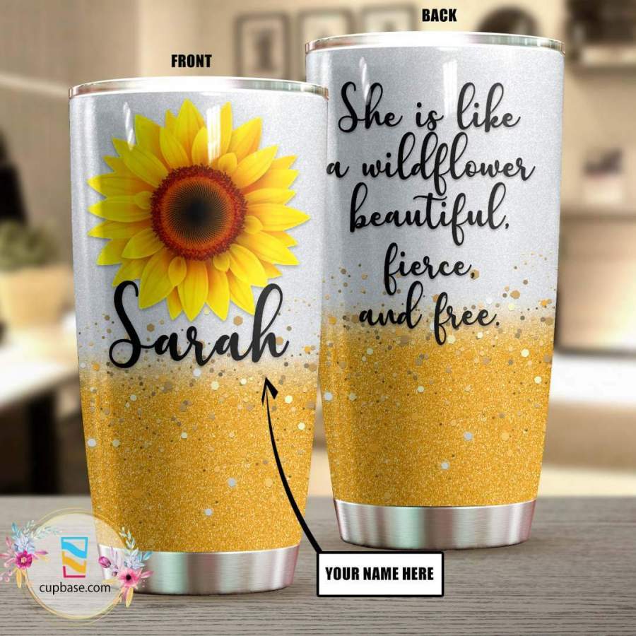 She Is Like Wildflower Personalized Stainless Steel Insulated Tumbler Cup
