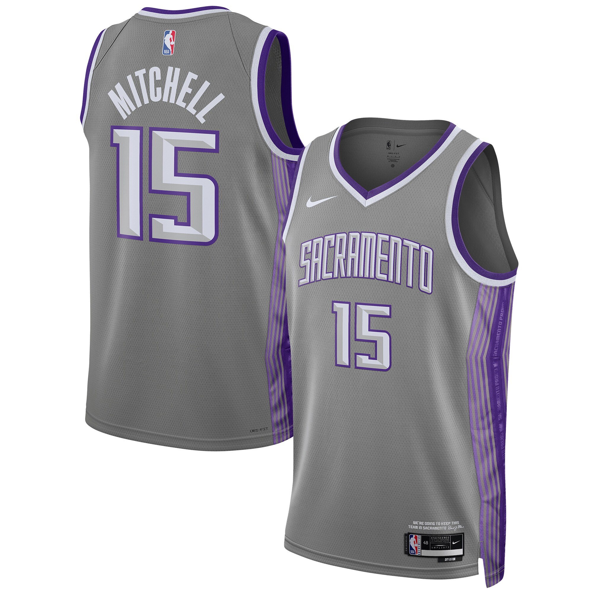 Davion Mitchell Sacramento Kings Unisex 2022/23 Swingman Jersey – City Edition – Anthracite