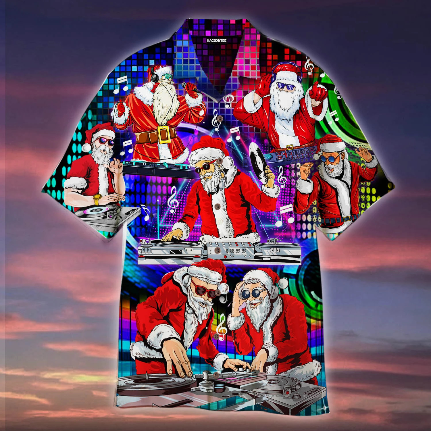 Christmas Santa Dj Disc Jockey Hawaiian Shirt  Unisex  Adult  Hw4925