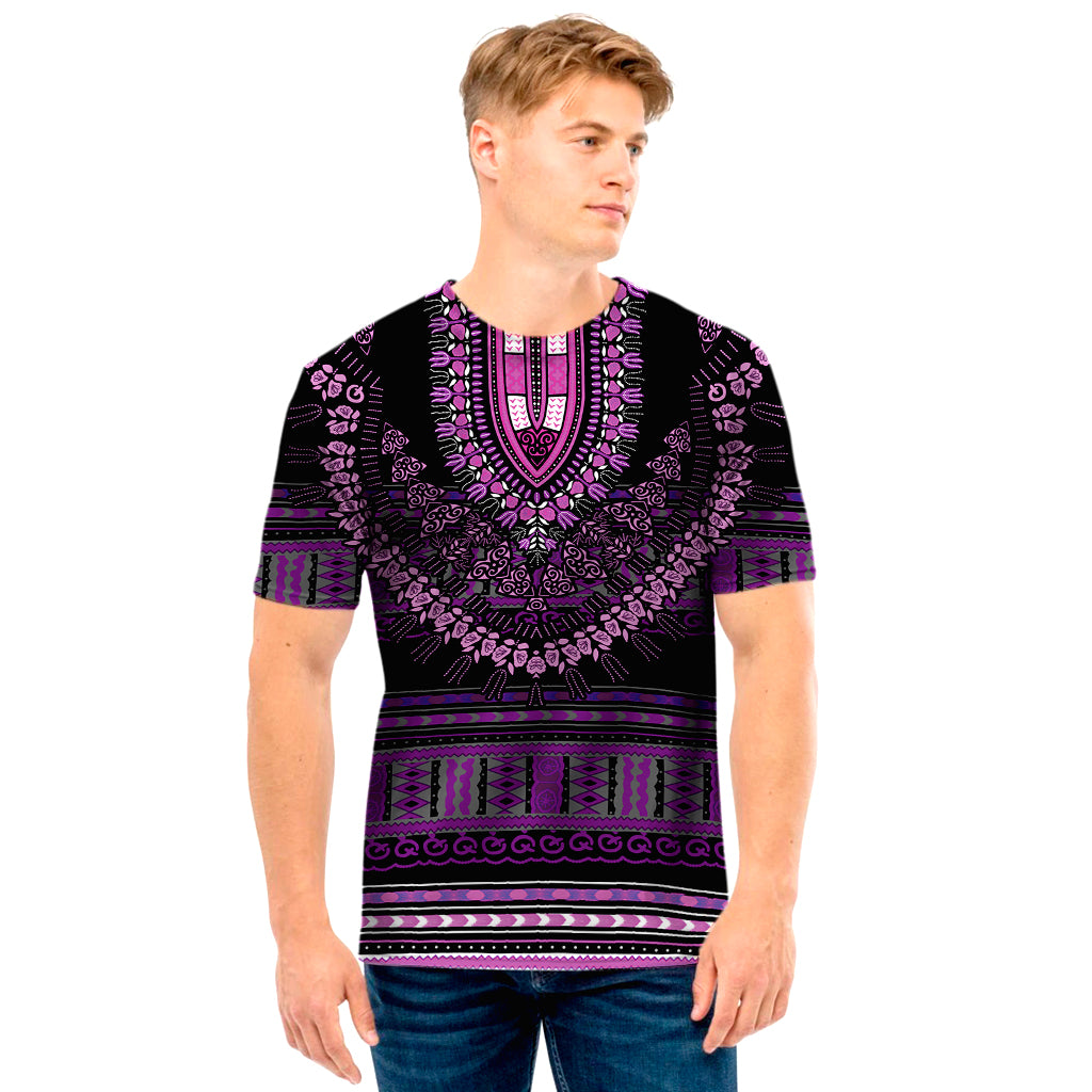 Purple And Black African Dashiki Print Men’S T-Shirt