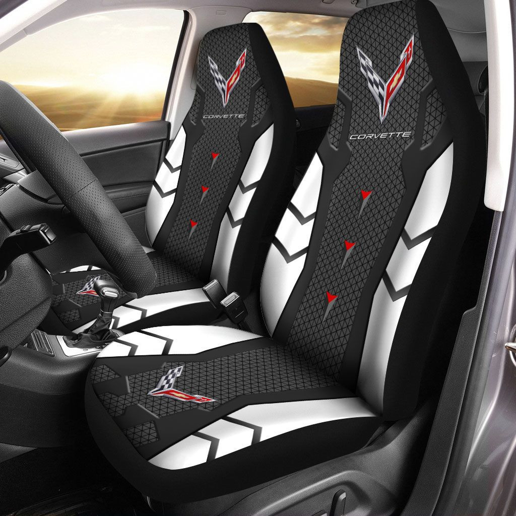 Chevrolet Corvette Car Seat Cover (Set Of 2) Ver 10 (White)