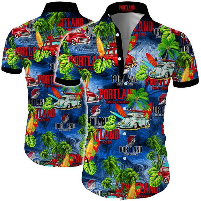 Portland Trail Blazers Hawaii Shirt Tropical Flower Short Sleeve Slim Fit Body Ha16133