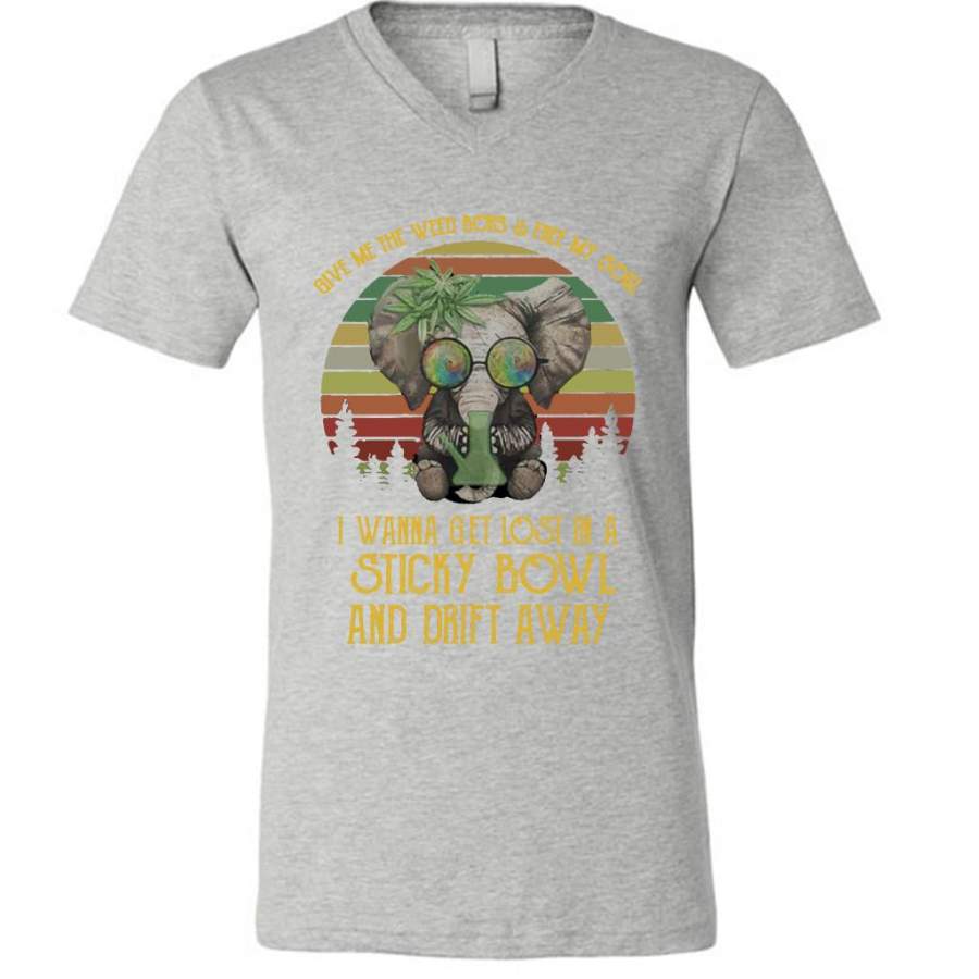 Give Me The Weed Boys And Free My Soul I Wanna Get Lost In A StickY Bowl And Drift Away, Elephant Vintage Classic – Canvas Unisex V-Neck Shirt