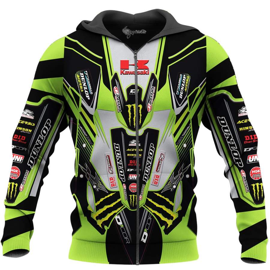 Kawasaki KX250F Monster Energy 3D All Over Printed Shirts for Men and Women