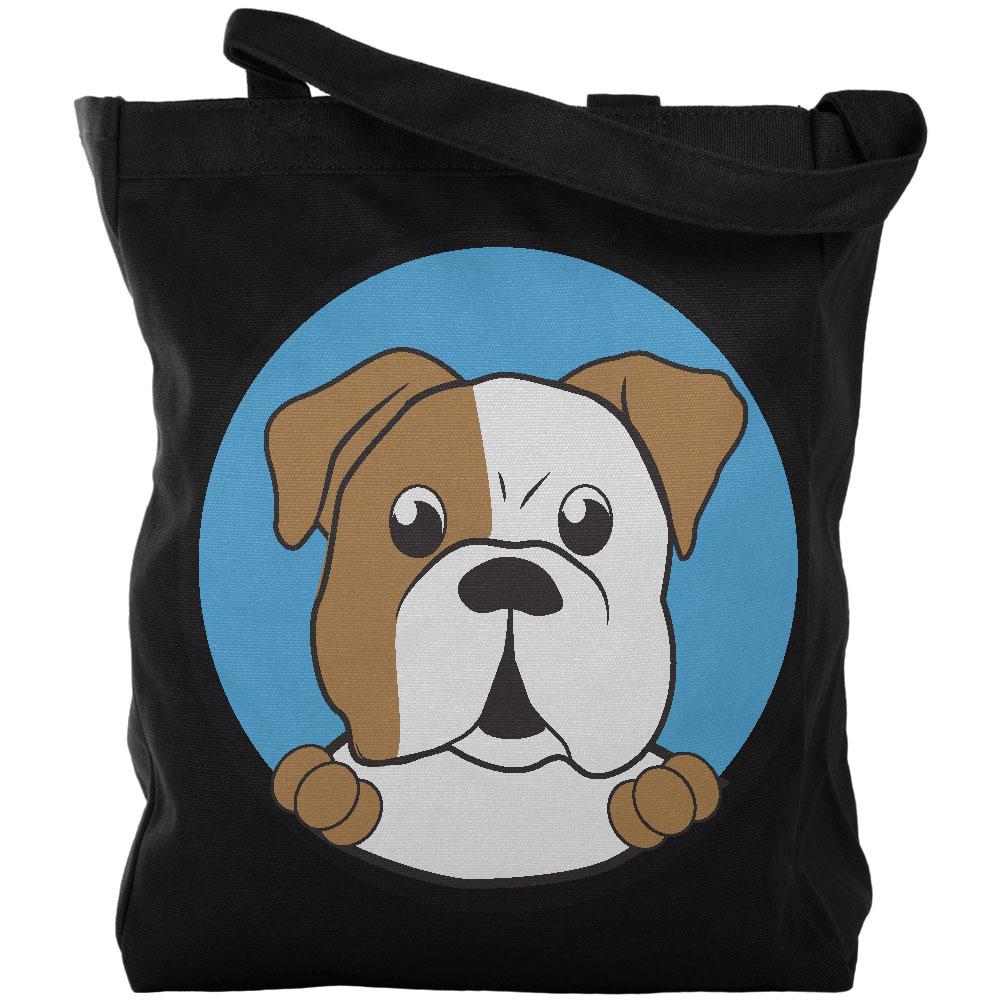 Peeking Puppy Bull Dog Canvas Tote Bag