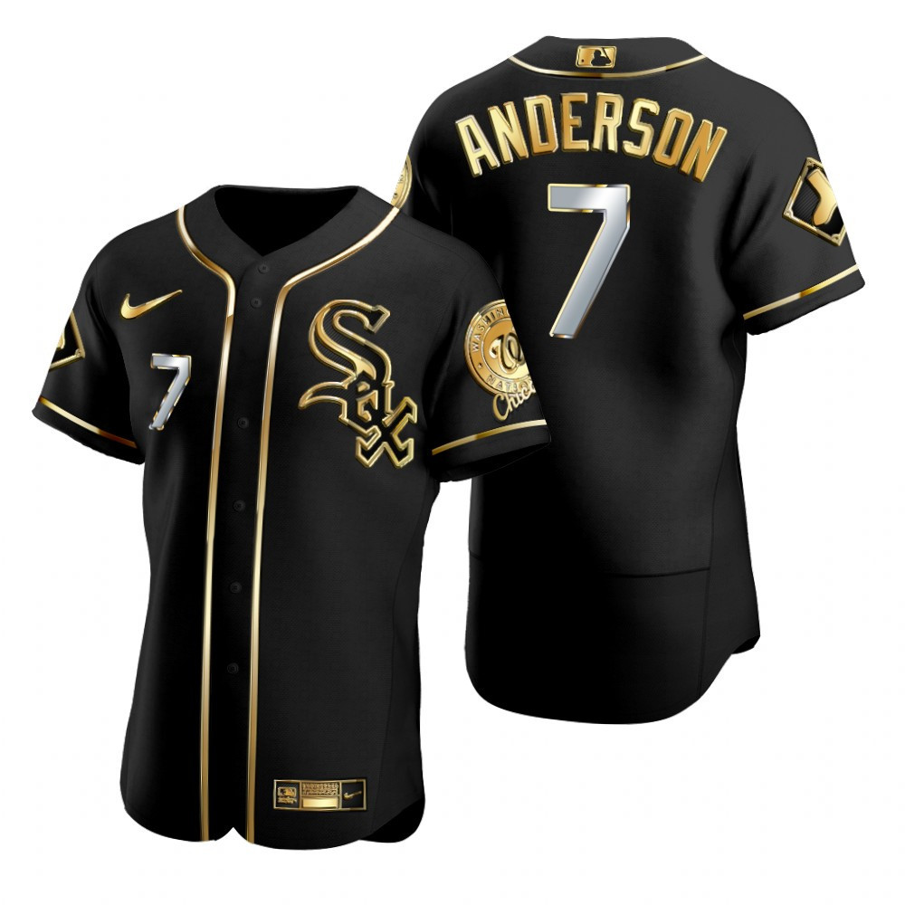 Chicago White Sox #7 Tim Anderson MLB Golden Brandedition Black Jersey Gift For White Sox Fans