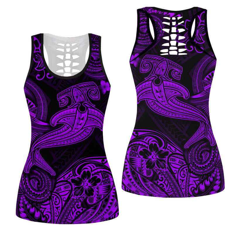 Hawaiian Hammer Shark Polynesian Hollow Tank Top Unique Style Purple Ha95920