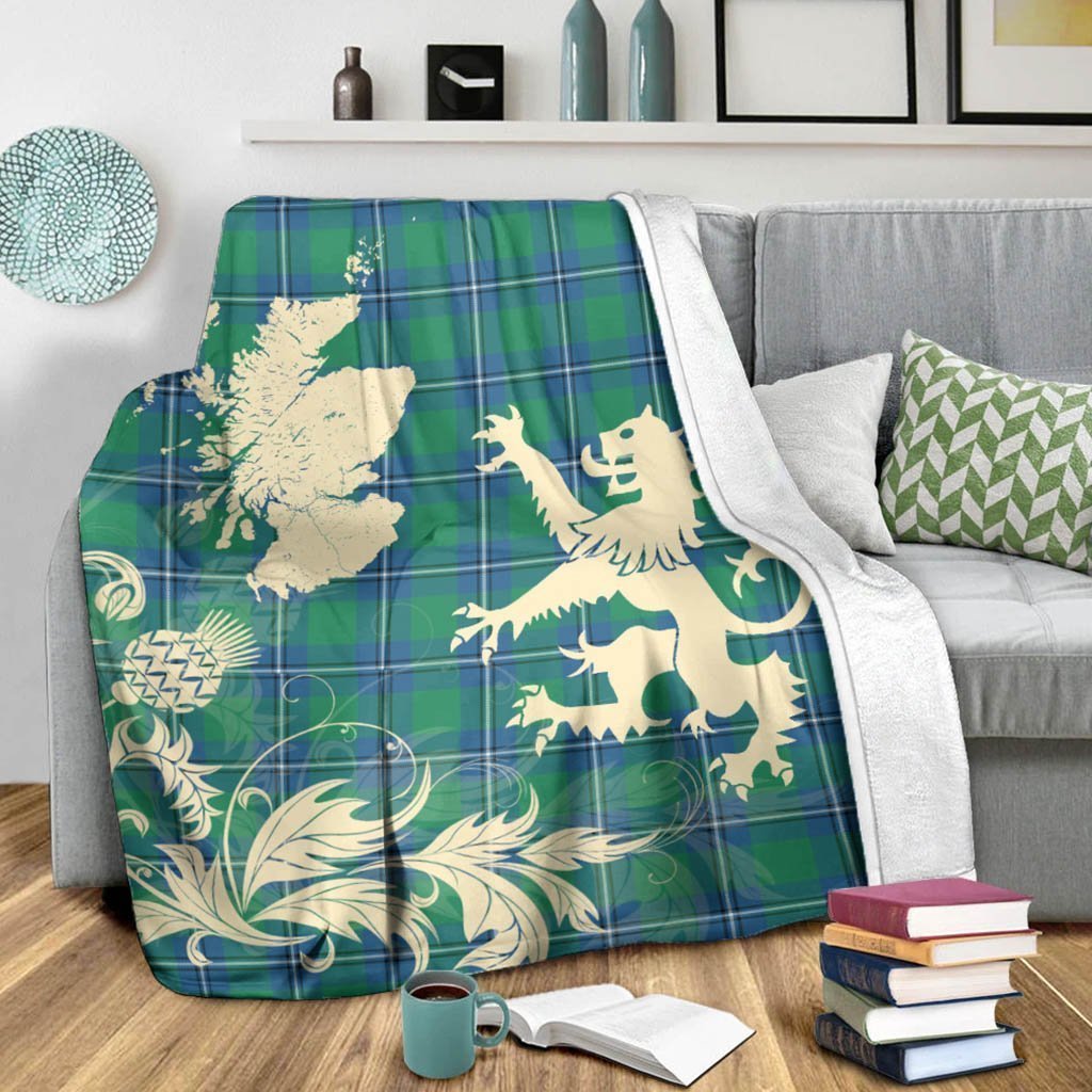 Tartan Blanket Irvine Ancient Tartan Scotland Lion Thistle Map Plaid Blanket