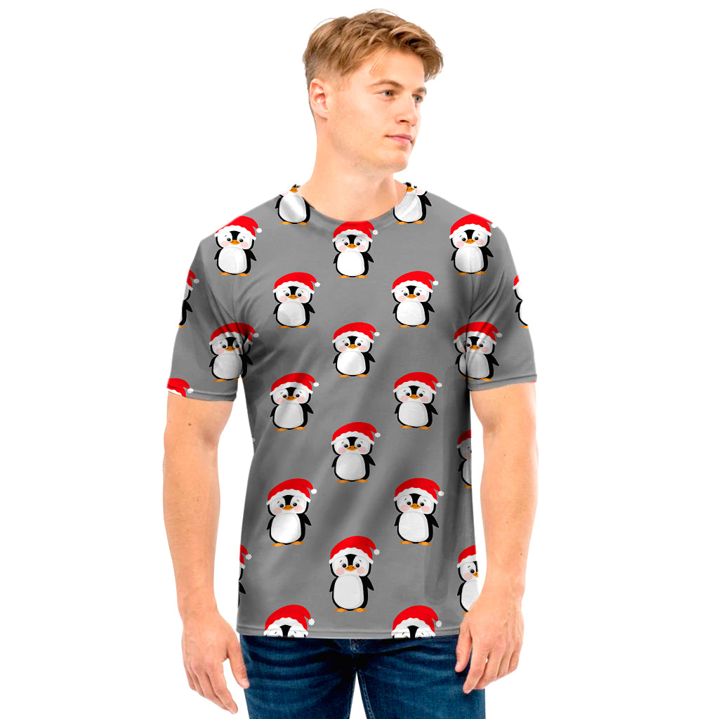 Christmas Santa Penguin Pattern Print Men’S T-Shirt