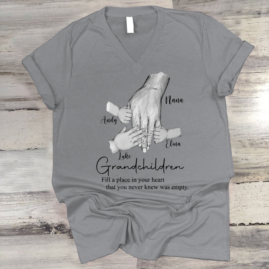 Grandma Grandchildren Fill A Place In Your Heart That You Never Knew Was Empty V-Neck