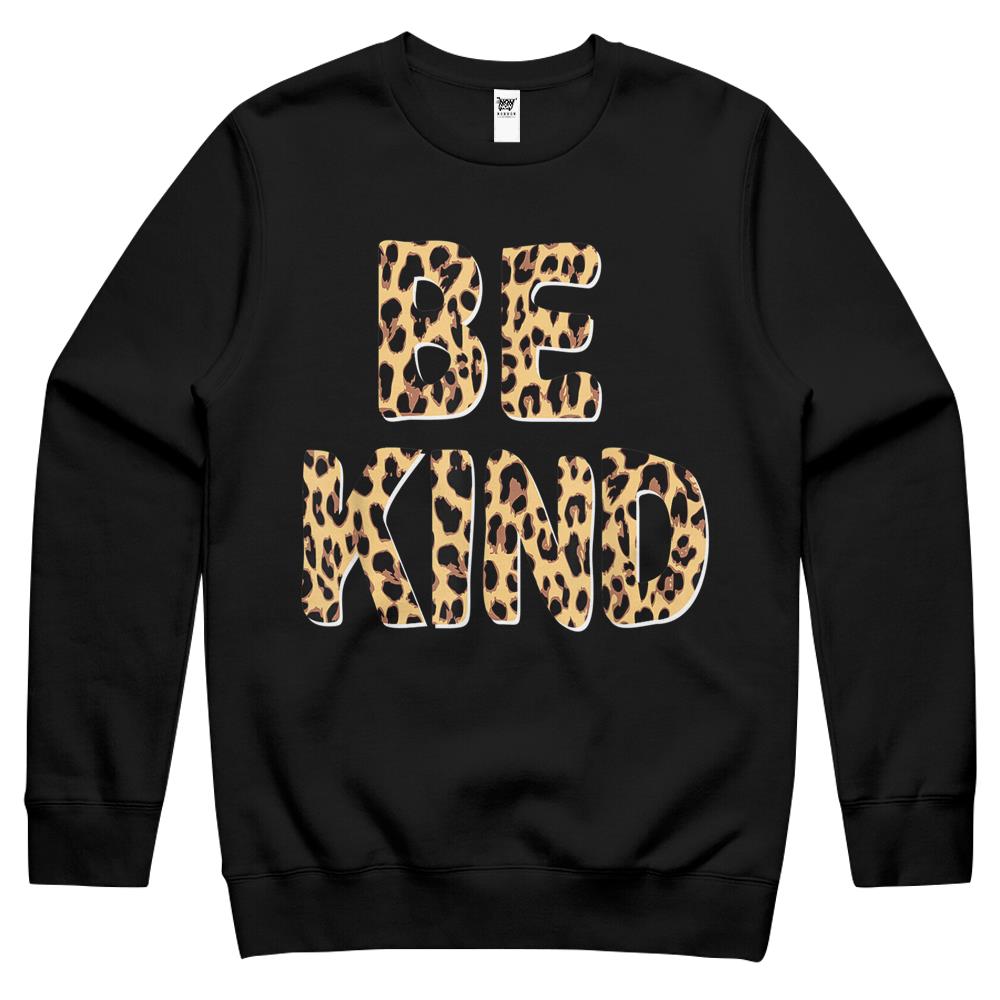 Be Kind Shirt, Be Kind Crewneck Sweatshirt, Be Kind Sign Language Shirt, Be Kind Women Leopard Print Kindness Inspirational Teacher Crewneck Sweatshirt