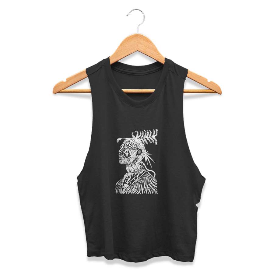 Tribal Warrior Native African Samburu Tribe Warrior Tattoo Goa Burning Festival Psy Techno Ethnic Street CPY Womans Crop Tanktop Tee