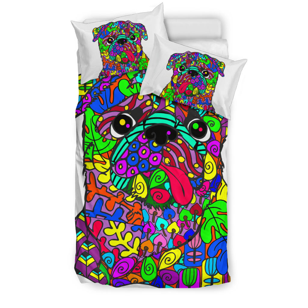 Pug White Bedding Set – Duvet / Comforter Cover And Two Pillow Covers –  Art By Cindy Sang – Jillnjacks Exclusive