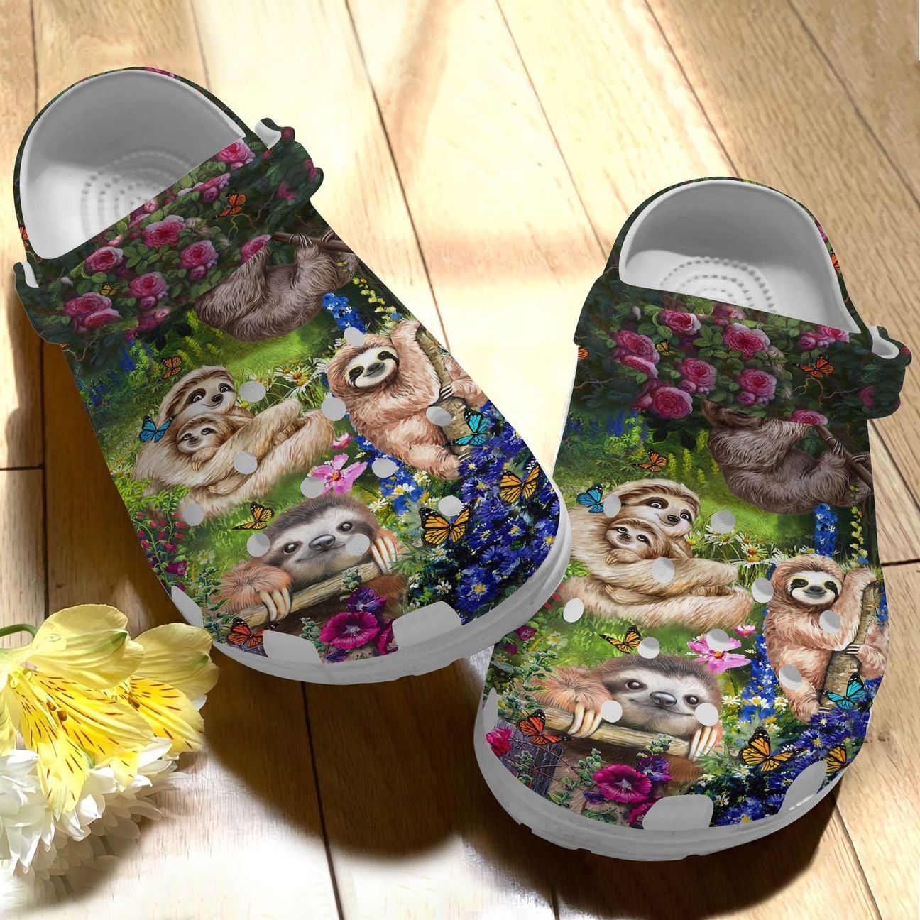 Pattern Print Sloth Men Women Leather Boots