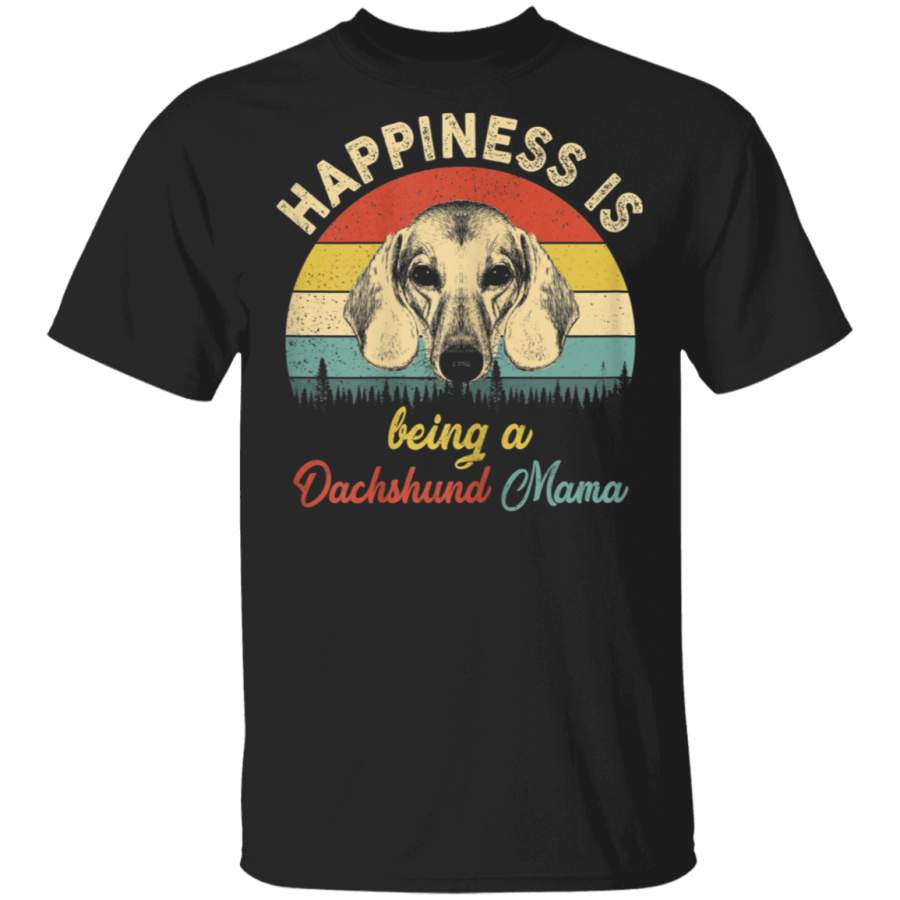 Womens Vintage Happiness Is Being Dachshund Dog Mama Shirt TShirt