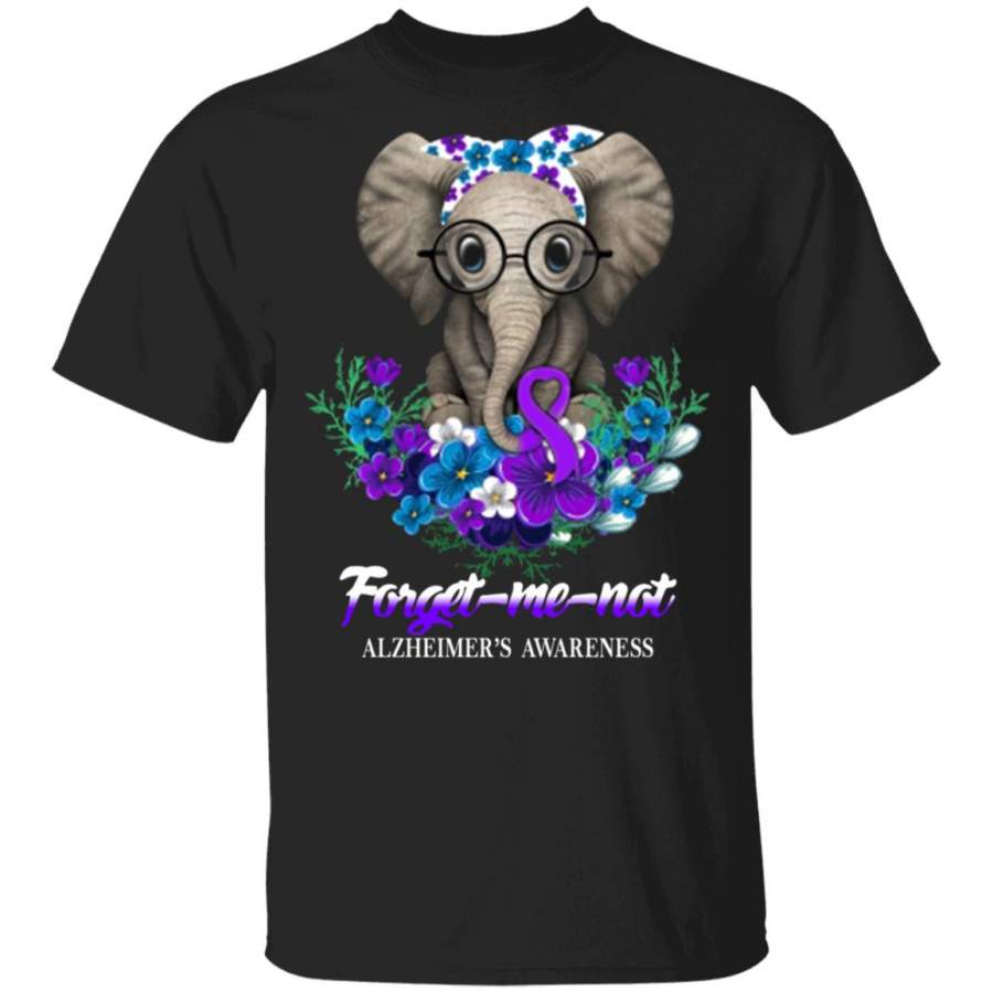 Forget Me Not Alzheimer’s Awareness Elephant Floral G500 Gildan 5.3 oz. T-Shirt