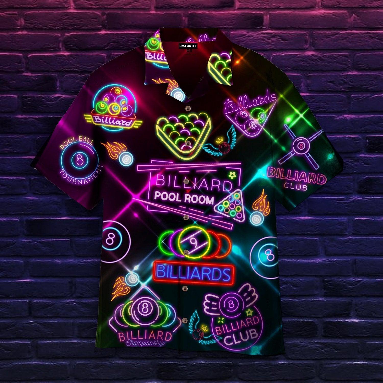 Billiard Club Neon Aloha Hawaii Shirt For Men Women Ha1077