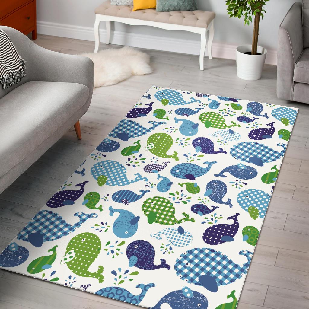 Whale Stripe Dot Pattern Area Rug