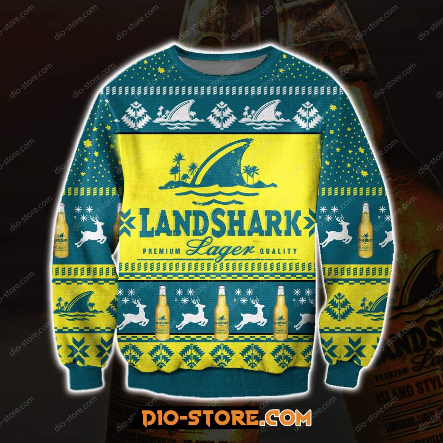 3D ALL OVER PRINT LANDSHARK LAGER BEER UGLY CHRISTMAS SWEATER