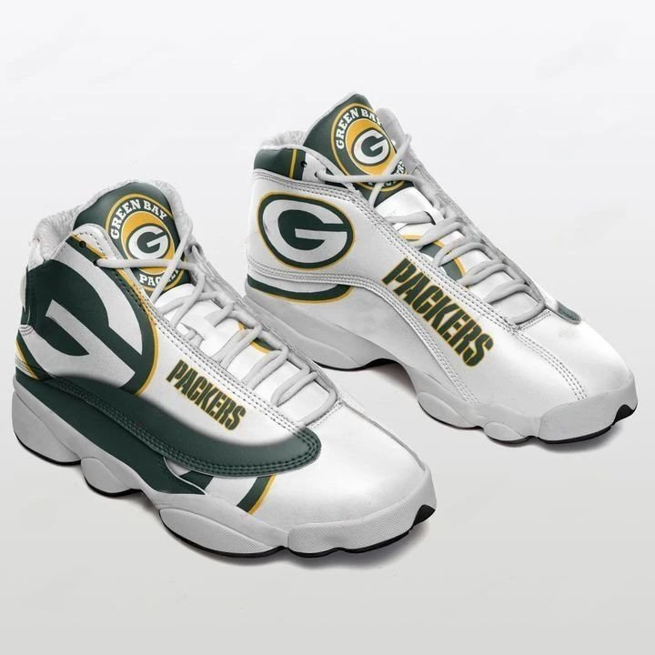 Chic Green Bay Packers Football Team Logo Air Jordan 13 Printing Shoes Sneaker