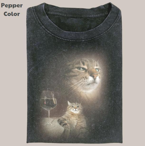 Retro Funny Vintage Tee, Cat Portrait T-Shirt, Unisex Meme Cringe Funny Dumb Shirt, Menswear Womenswear Streetwear Cotton Summer T Shirt Graphic Crewneck Tee Top Day Comfort Tshirt
