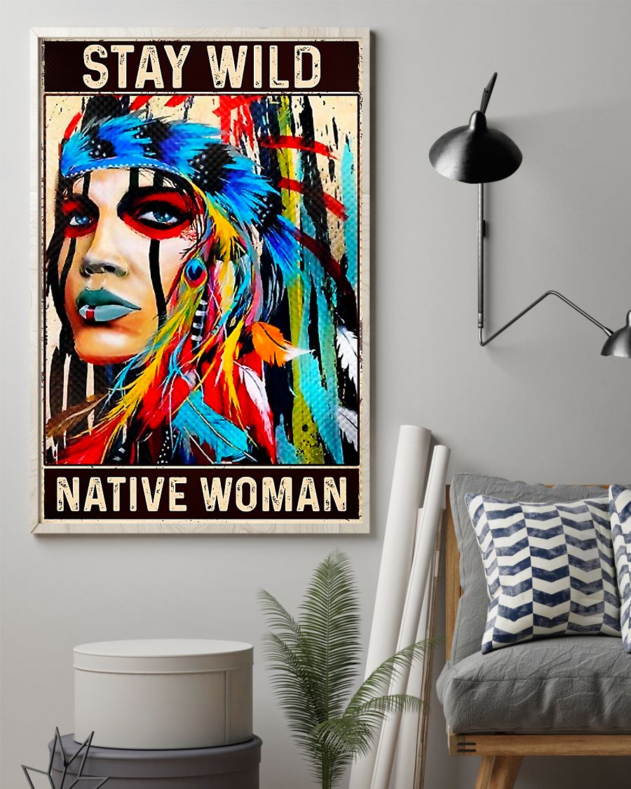 Stay Wild Native Woman Native American Vertical Canvas And Poster | Wall Decor Visual Art