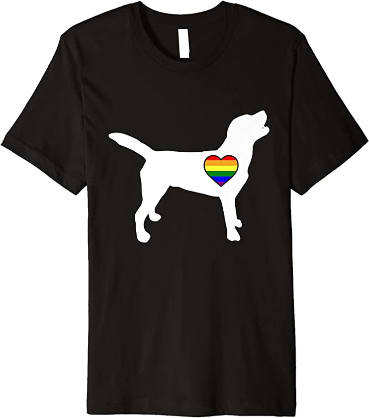 Dog Rainbow Heart LGBT-Q Cute Puppy Gay Pride Flag Ally Premium T-Shirt