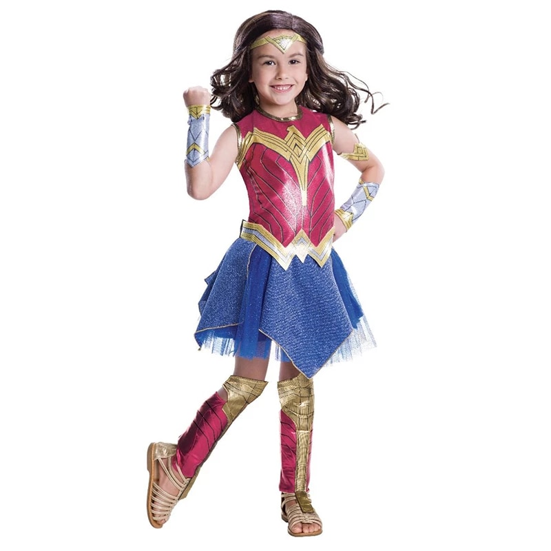 Wonder Cospplay Costume Deluxe Child Dawn Of Justice Woman Halloween Costume Girls Princess Dressing-Up alx