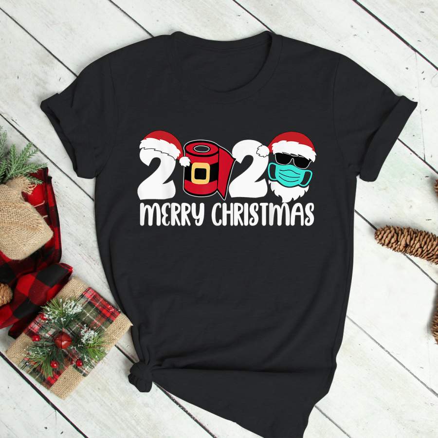 Merry Christmas 2020 Quarantine Christmas Santa Face Mask T-Shirt