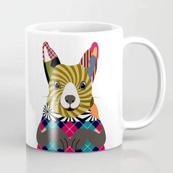 Squirrel Coffee Mug, Animal Ceramic Cup Rodent Art