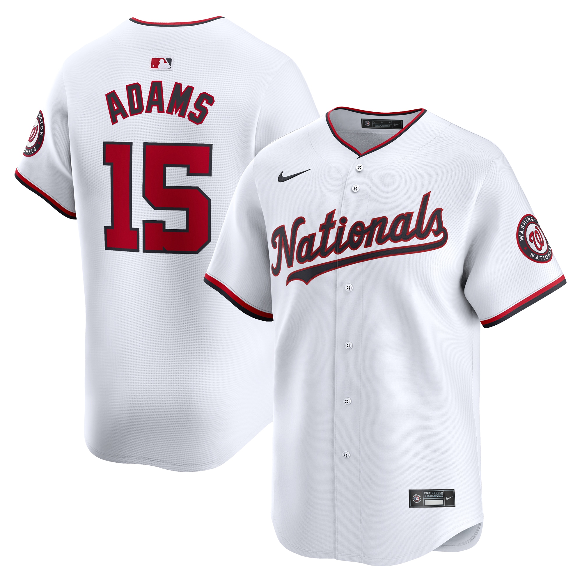 Riley Adams Washington Nationals Home Limited Player Jersey – White