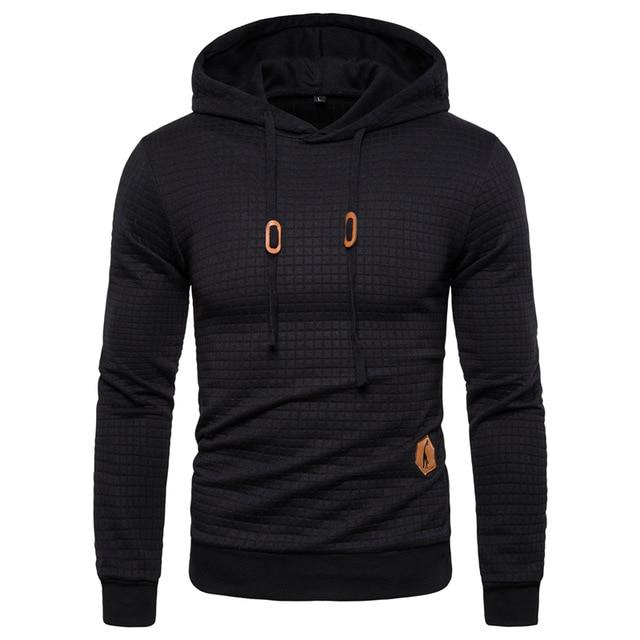 Men Giraffe Embroidery Hoodies Casual Sporting Plaid Hoodies