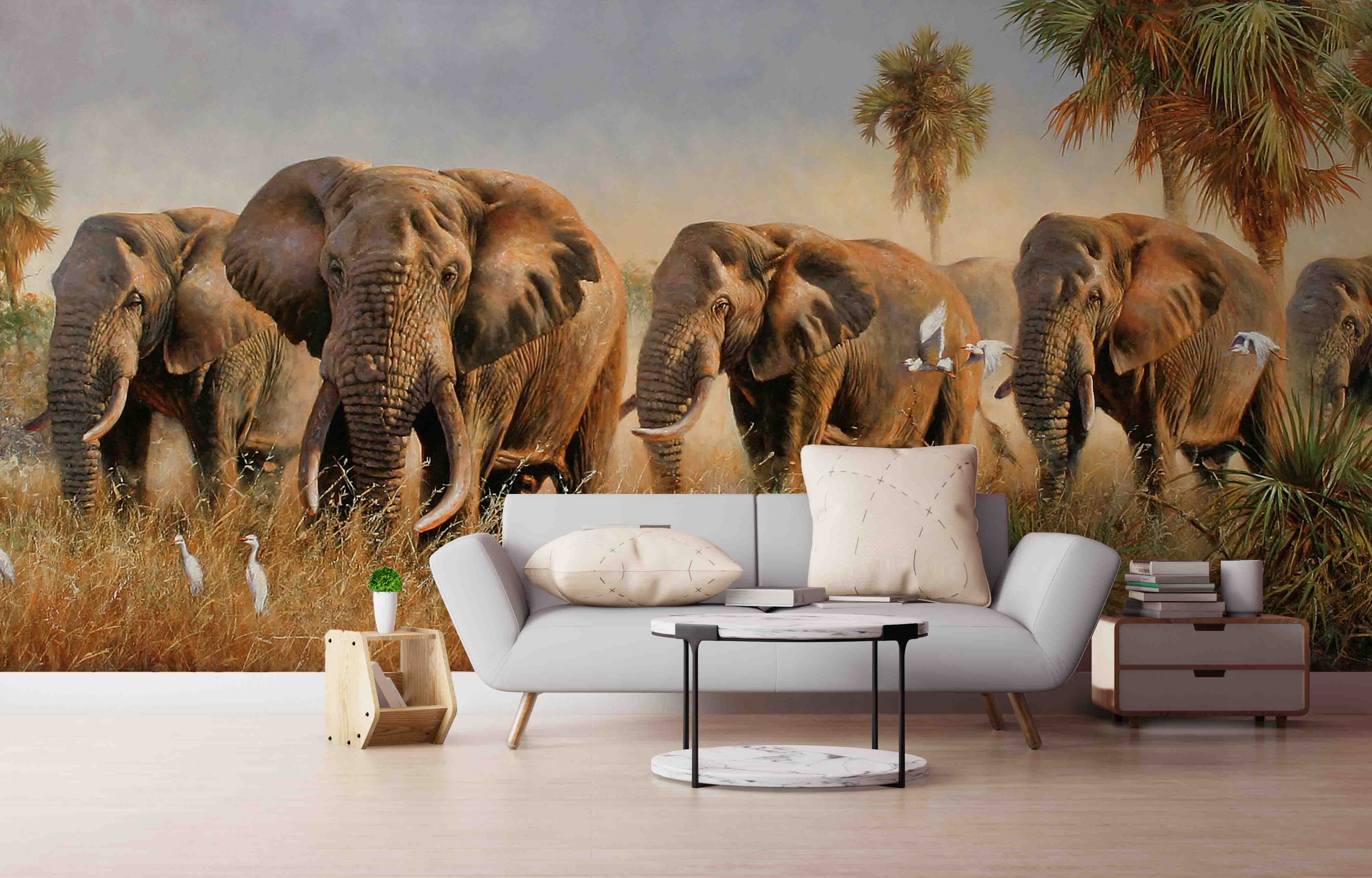 3D African Steppe Elephant Wall Mural Wallpaper 27