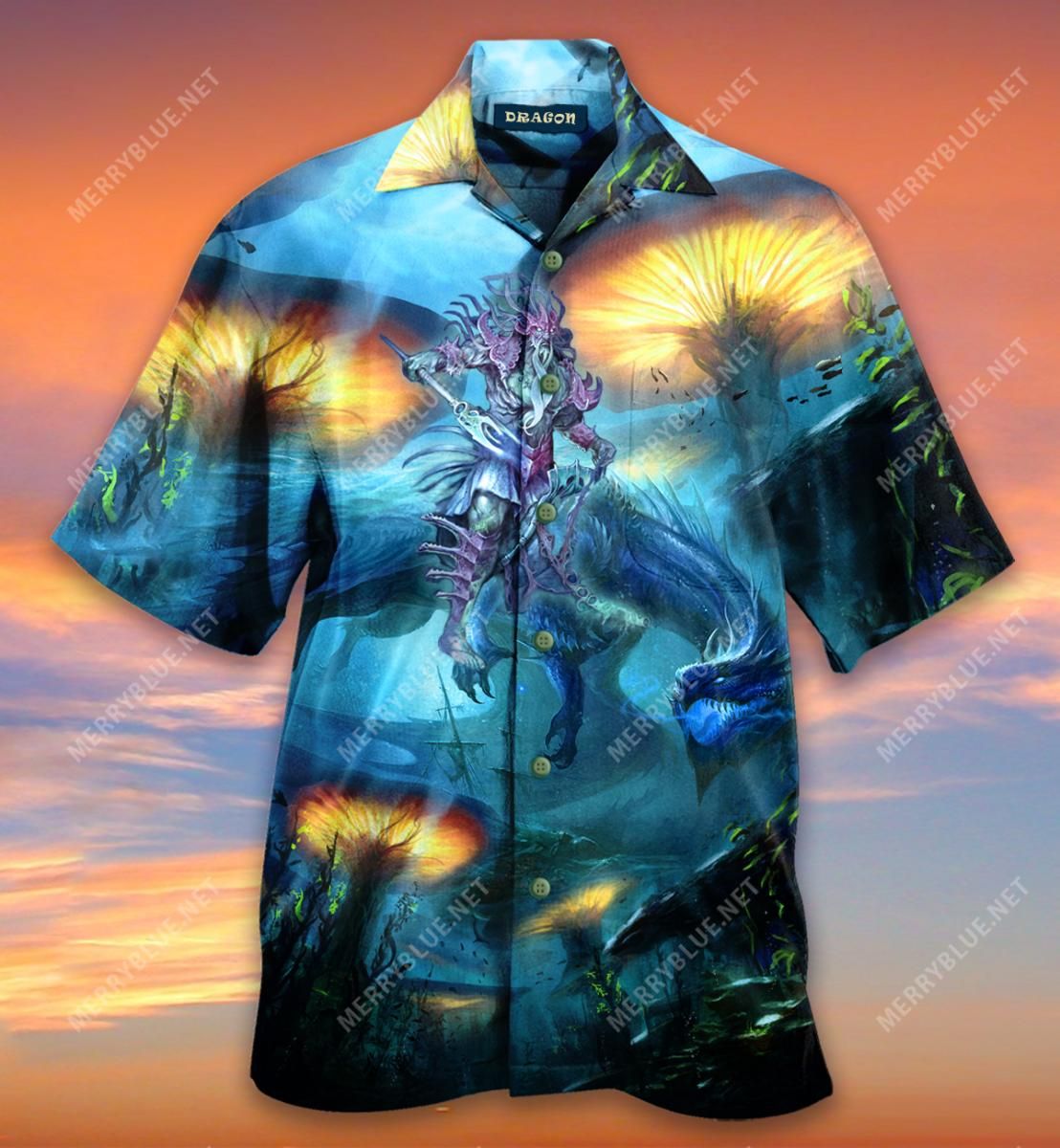 Aquatic Dragon Fantastic Creature Aloha Hawaiian Shirt Colorful Short Sleeve Summer Beach Casual Shirt For Men And Women