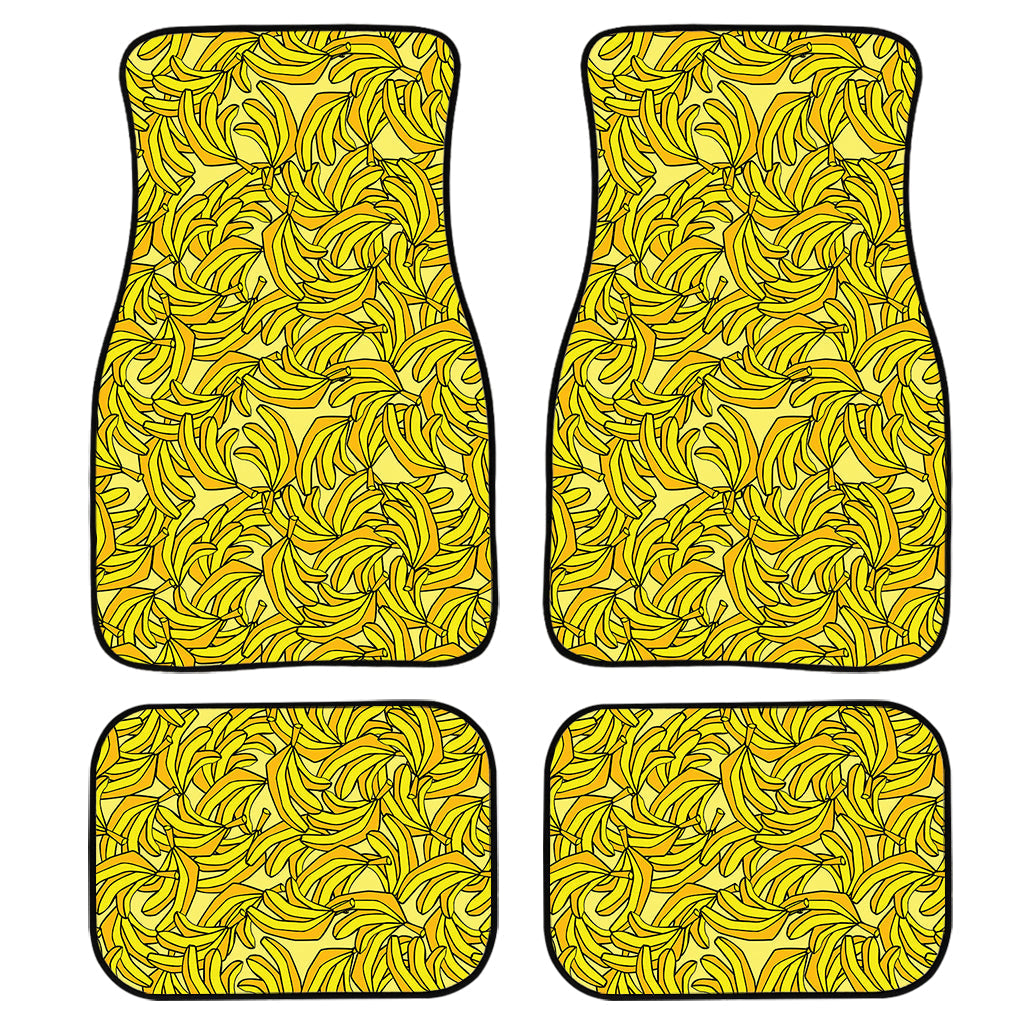 Yellow Geometric Banana Pattern Print Front And Back Car Floor Mats, Front Car Mat