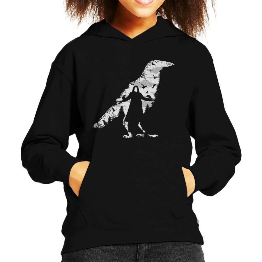 Crow Night Sky Collage Kid’s Hooded Sweatshirt