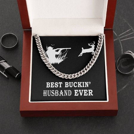 Valentines Day Gifts For Him, Cuban Necklace For Husband, Best Buckin’ Husband Ever