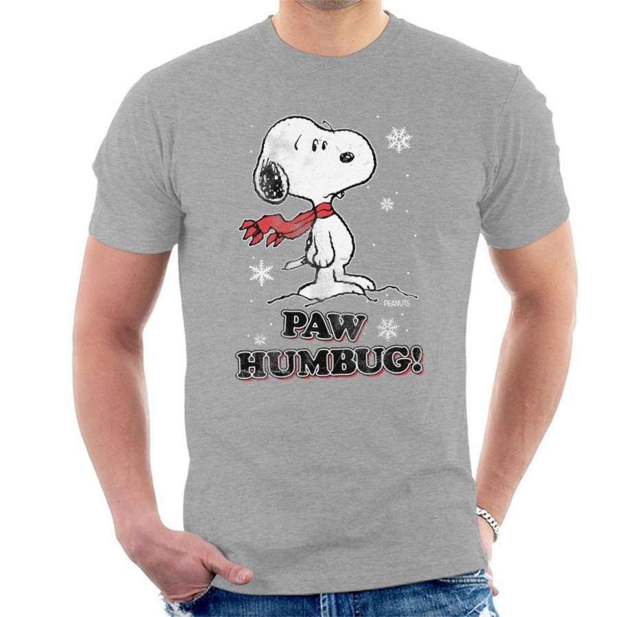 Peanuts Christmas Paw Humbug Snoopy Men’s T-shirt