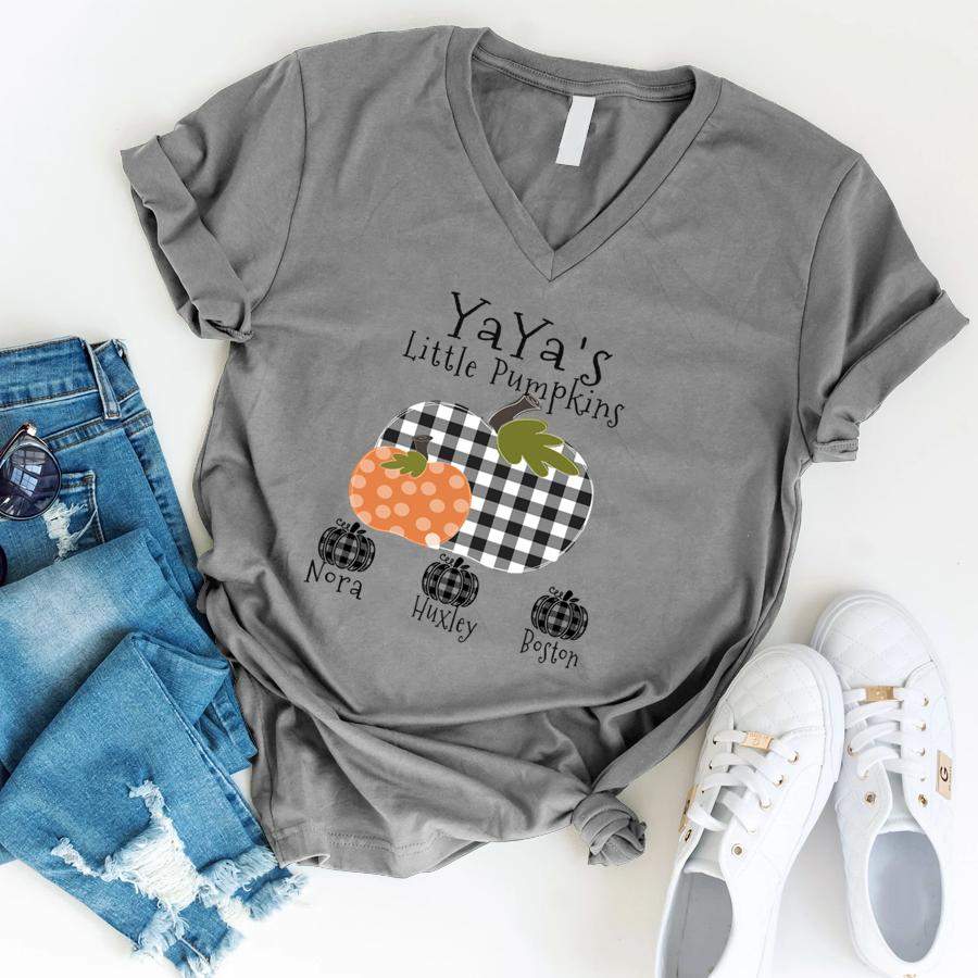 PAMAHEART PERSONALIZED YAYA’S LITTLE PUMPKINS GRANDKIDS’ NAME SHIRT