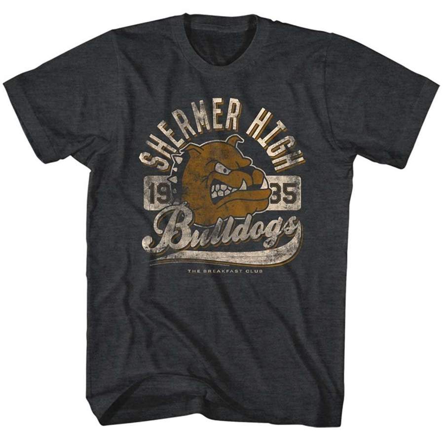 Breakfast Club Teen Comedy Movie Shermer High Bulldogs Mens T-Shirt Grey S-3XL